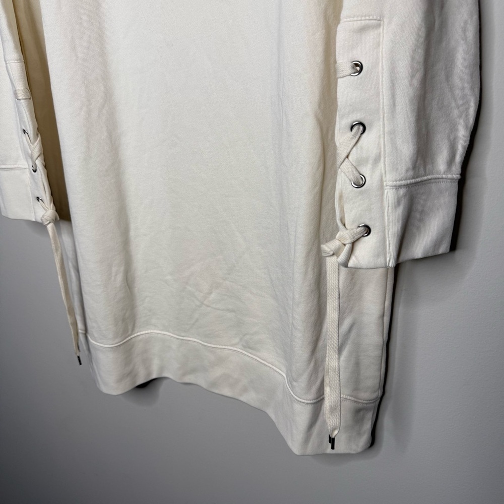 Gap color-block long-sleeve sweatshirt dress with lace-up sleeve details - Picture 3 of 9